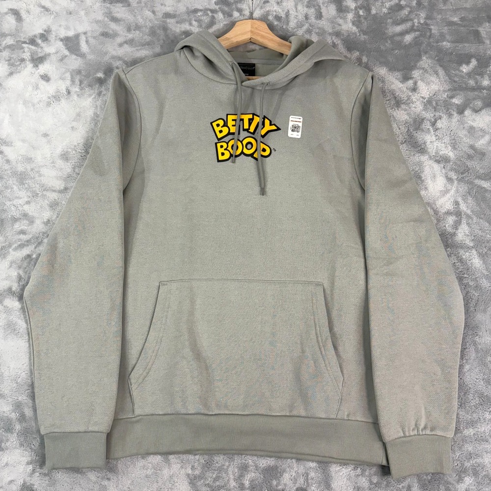 Dodge Super Bee Betty Boop Hoodie Gray Graphic Pullover Sweatshirt Mens Medium
